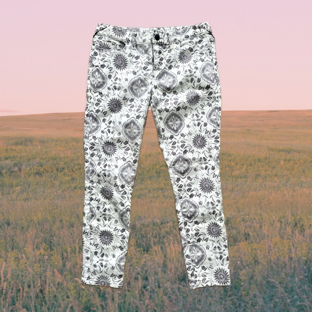 Free People Patterned Crop Jeans